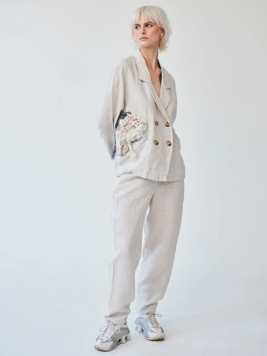 Ethically Made Beige Linen Suit With Trim