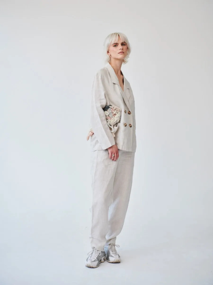 Ethically Made Beige Linen Suit With Trim