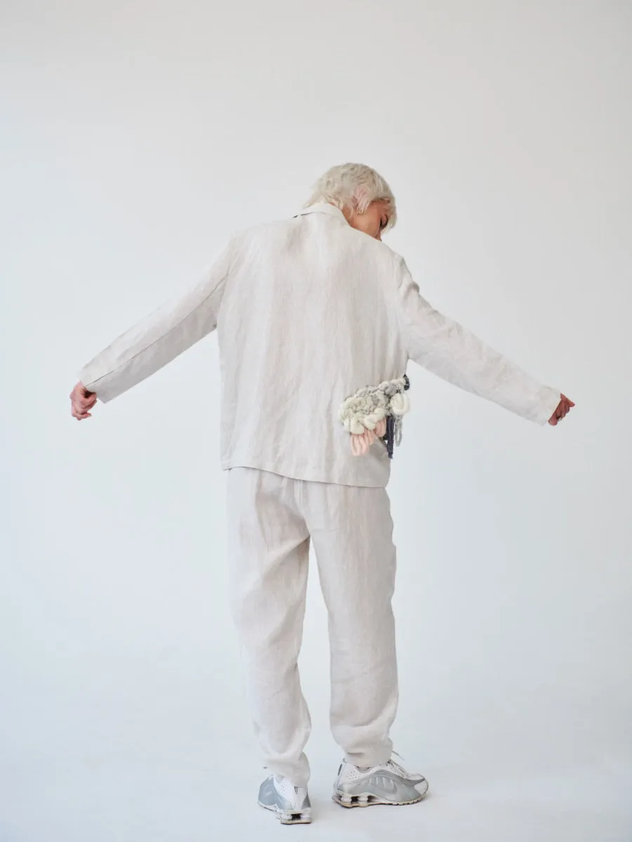 Ethically Made Beige Linen Suit With Trim