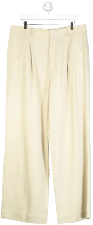EVERLANE Cream The Draper Pleated Pant UK 16