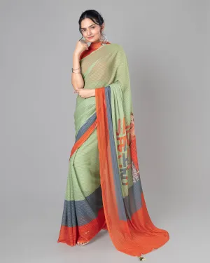Exclusive Quirky Designer Embroidery Pre-Draped Saree