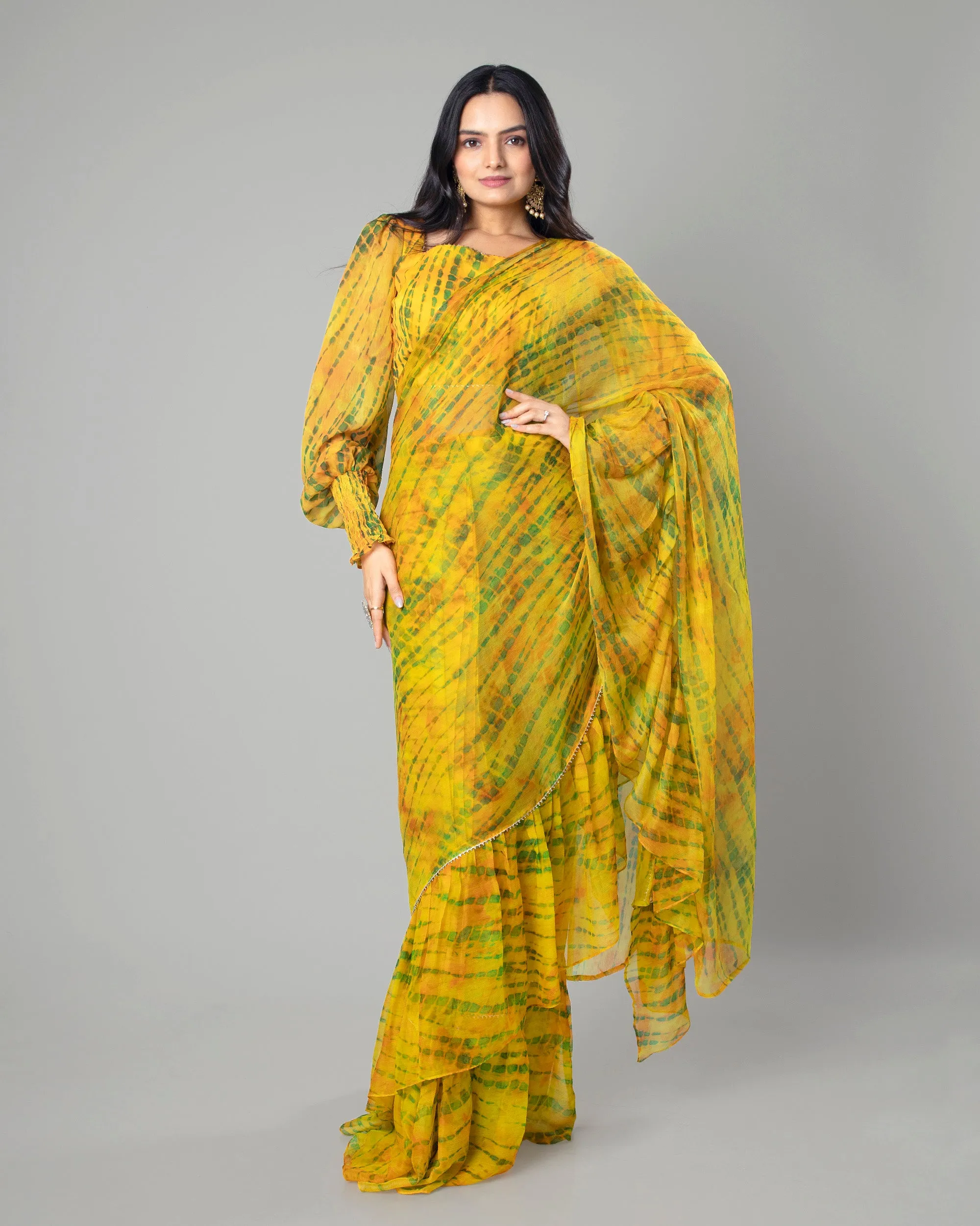 Exclusive Ruffled Designer Pre-Draped Saree