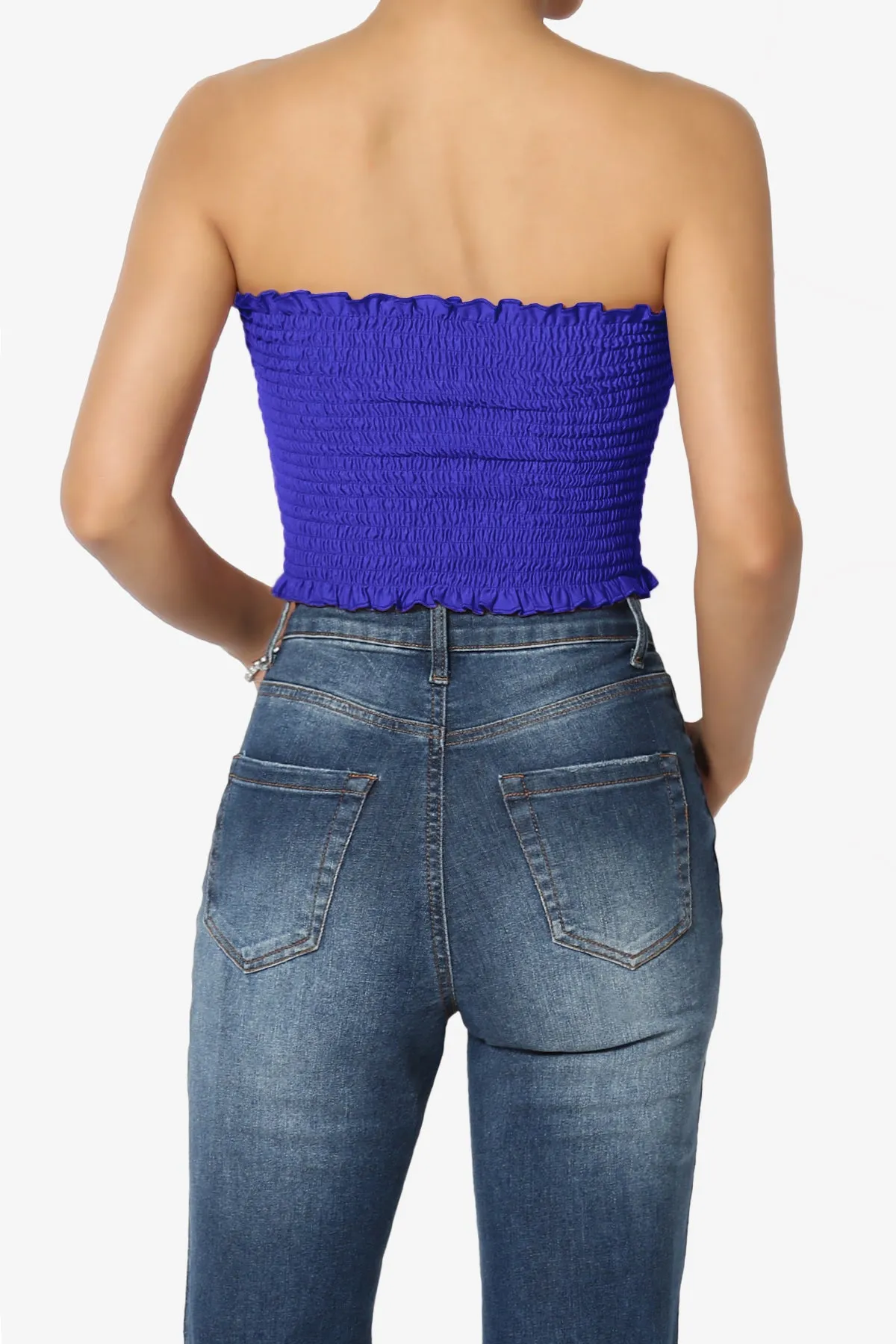 Faleece Frill Smocked Crop Tube Top PLUS