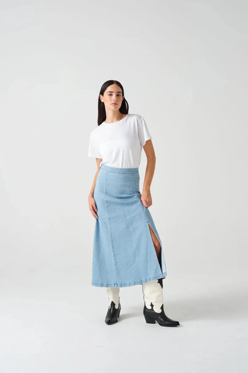 Faye Slip Skirt - Oceanic Blue