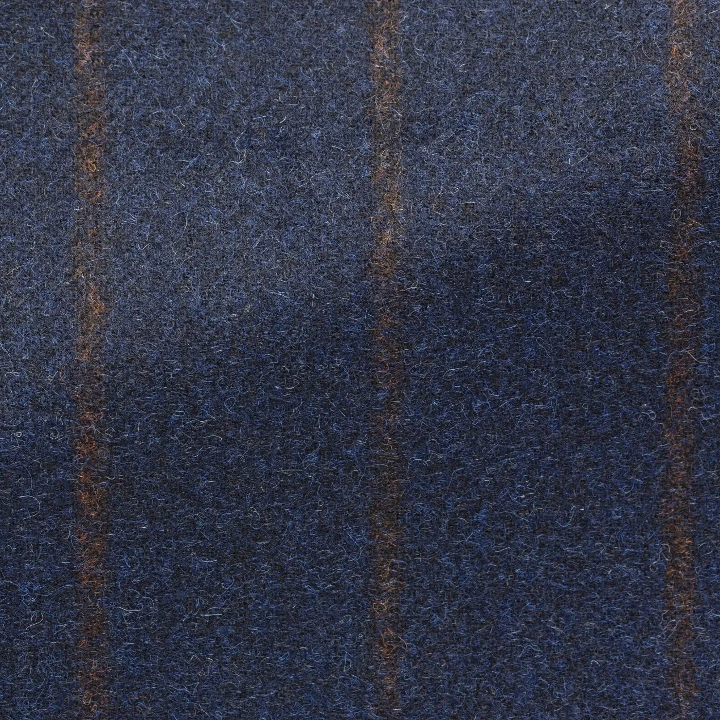 Ferla Navy Alpaca & Merino Wool Flannel with Cinnamon Stripe