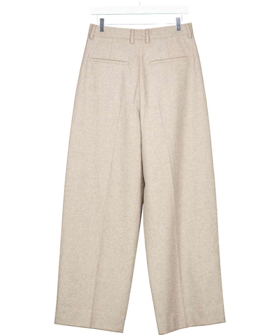 Filippa K Grey Wide Pleated Flannel Trousers UK 8