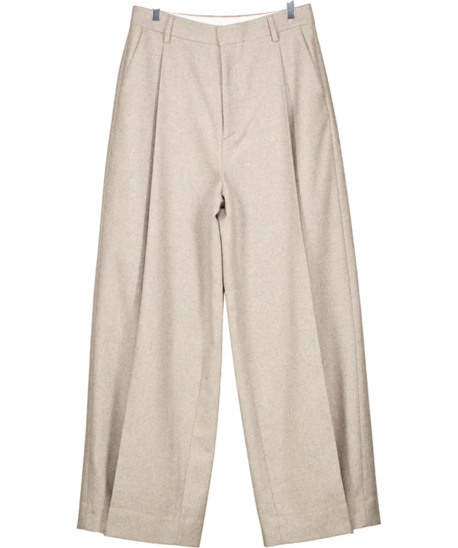 Filippa K Grey Wide Pleated Flannel Trousers UK 8