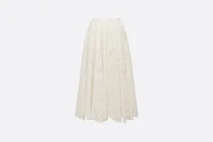 Flared Mid-Length Skirt • Ecru Technical Cotton Lace with Allover Butterfly Motif