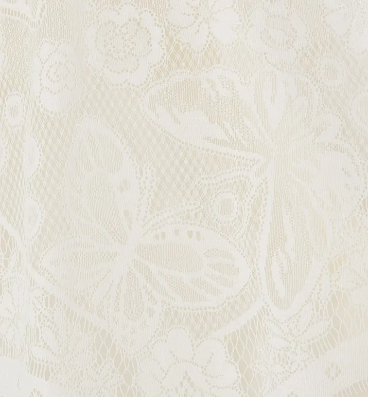 Flared Mid-Length Skirt • Ecru Technical Cotton Lace with Allover Butterfly Motif