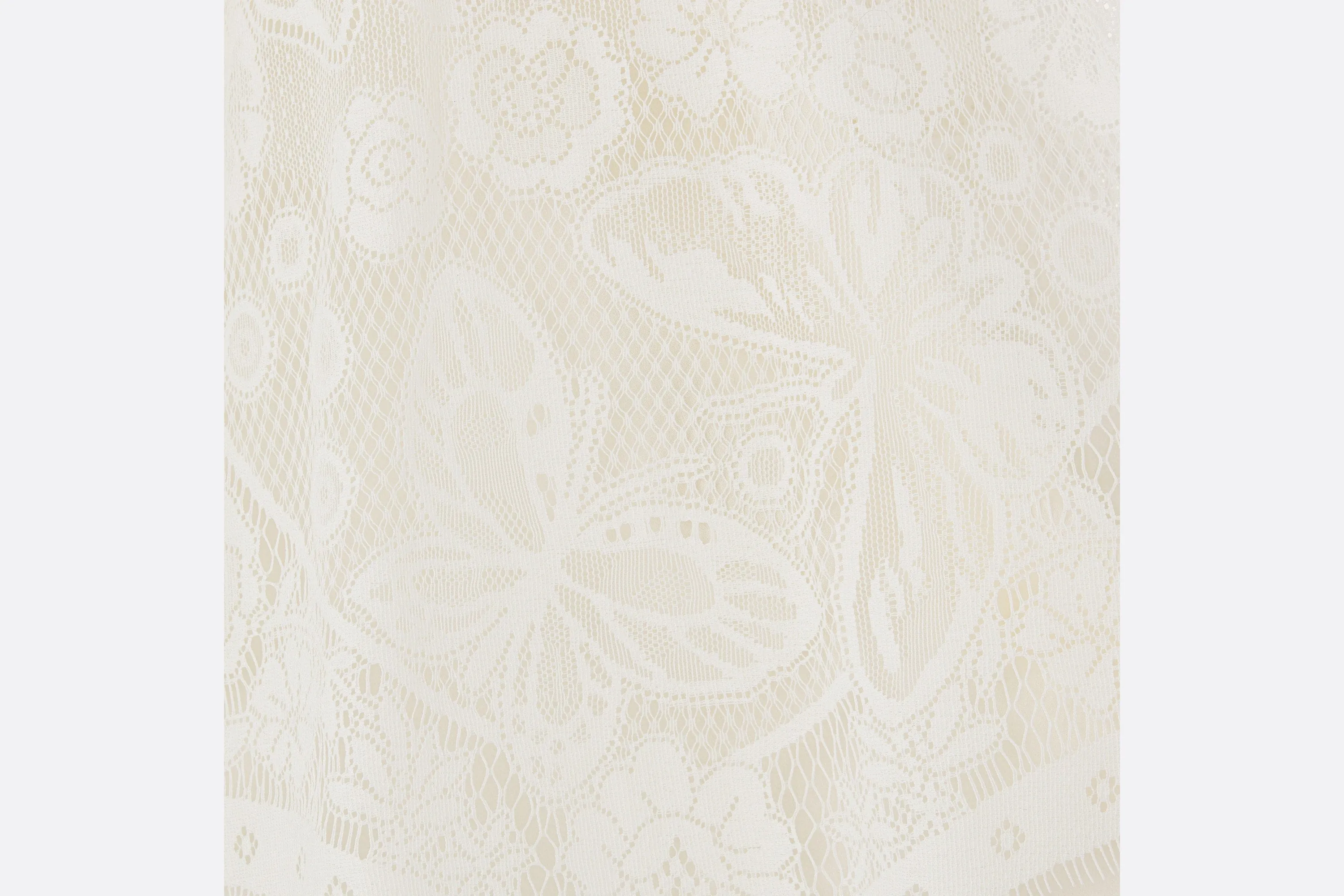 Flared Mid-Length Skirt • Ecru Technical Cotton Lace with Allover Butterfly Motif