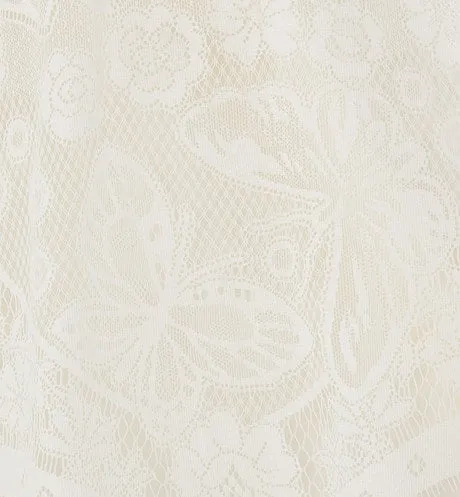 Flared Mid-Length Skirt • Ecru Technical Cotton Lace with Allover Butterfly Motif