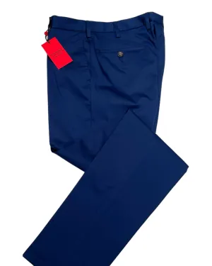 Flat Front Sartorial Stretch-Cotton Trousers - Navy