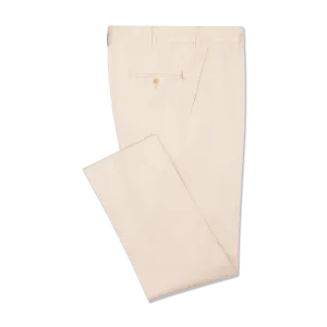 Flat Front Trousers in Cream Stretch Twill