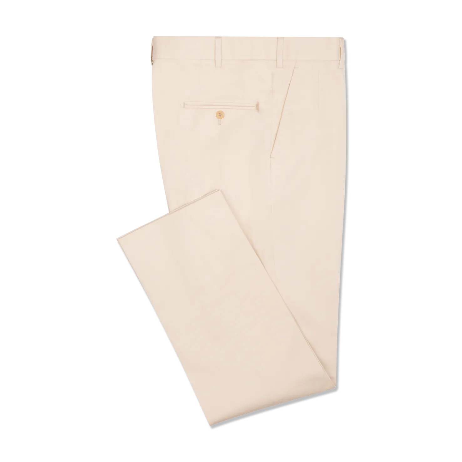 Flat Front Trousers in Cream Stretch Twill