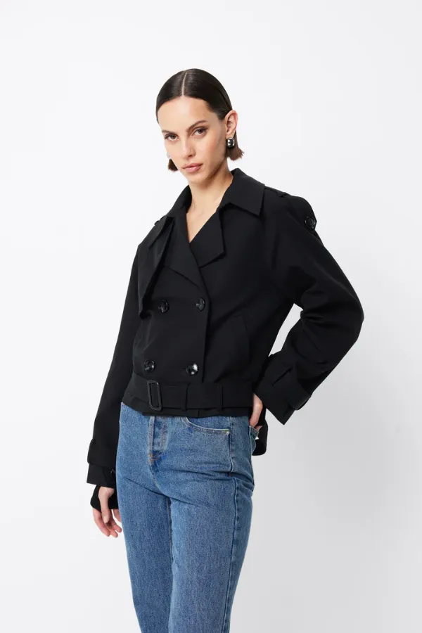 Franklin Cropped Trench Black