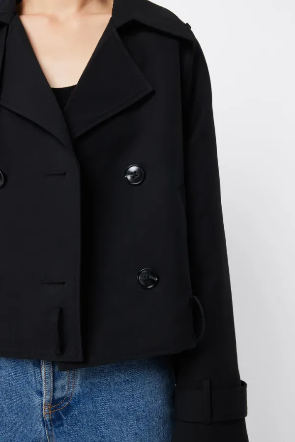 Franklin Cropped Trench Black