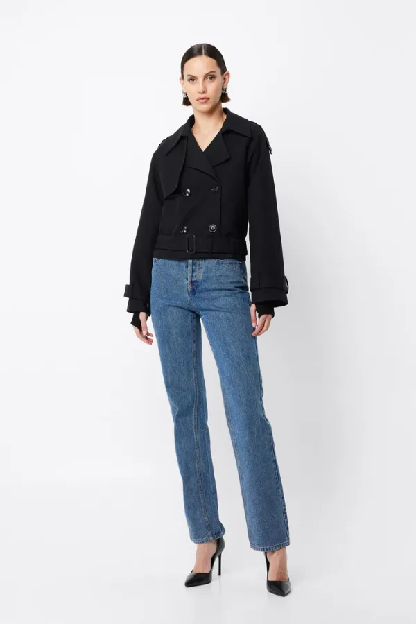Franklin Cropped Trench Black