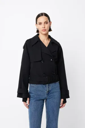 Franklin Cropped Trench Black