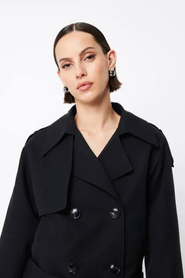 Franklin Cropped Trench Black