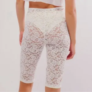 Free People All Day Lace Capris Ivory / White XS