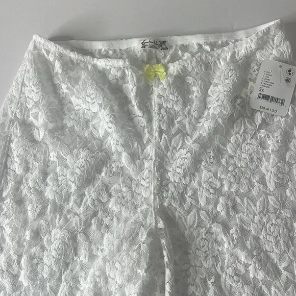 Free People All Day Lace Capris Ivory / White XS
