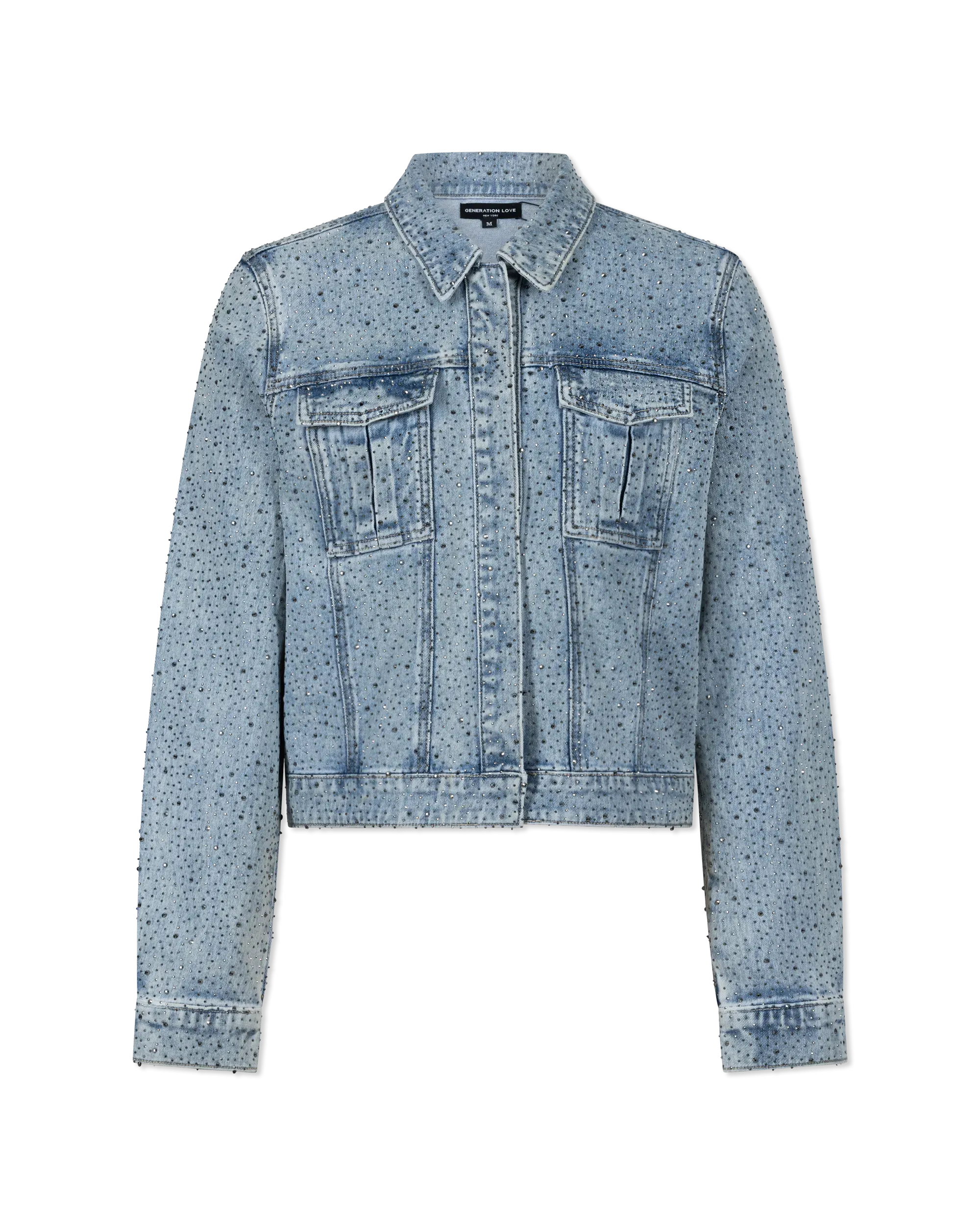Generation Love Leona Crystal Denim Blazer