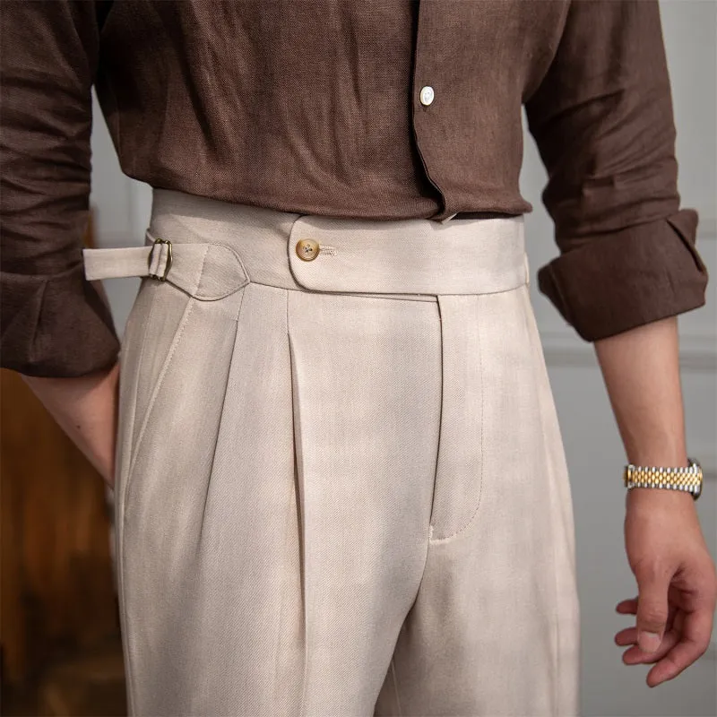 Genoa Straight Fit Pleated Trouser