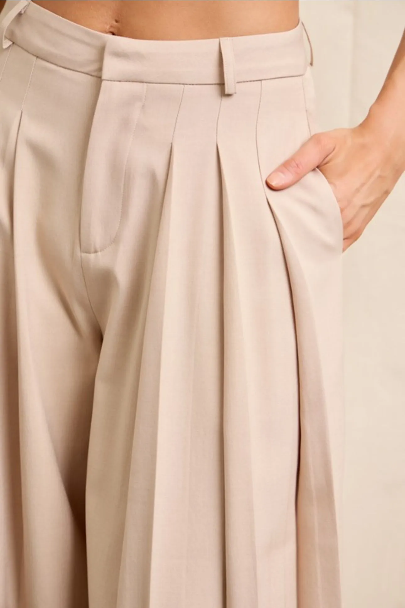 Golden Woven Pleated Pants