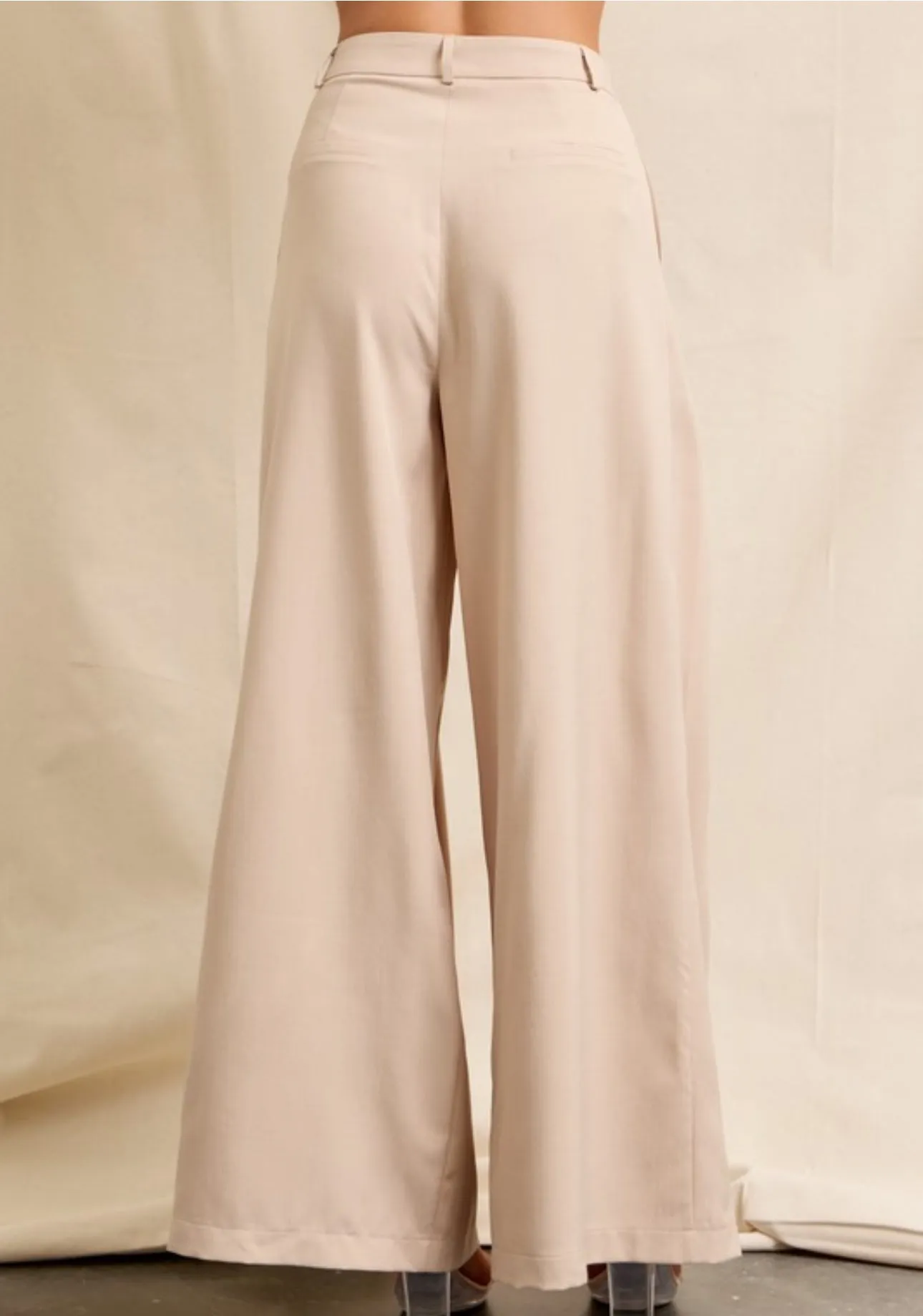 Golden Woven Pleated Pants