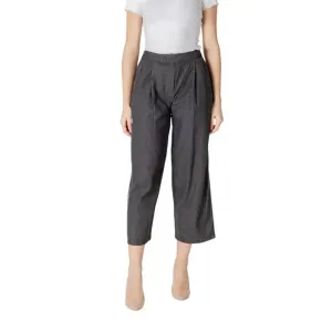 Gray Cropped Pleated Pants