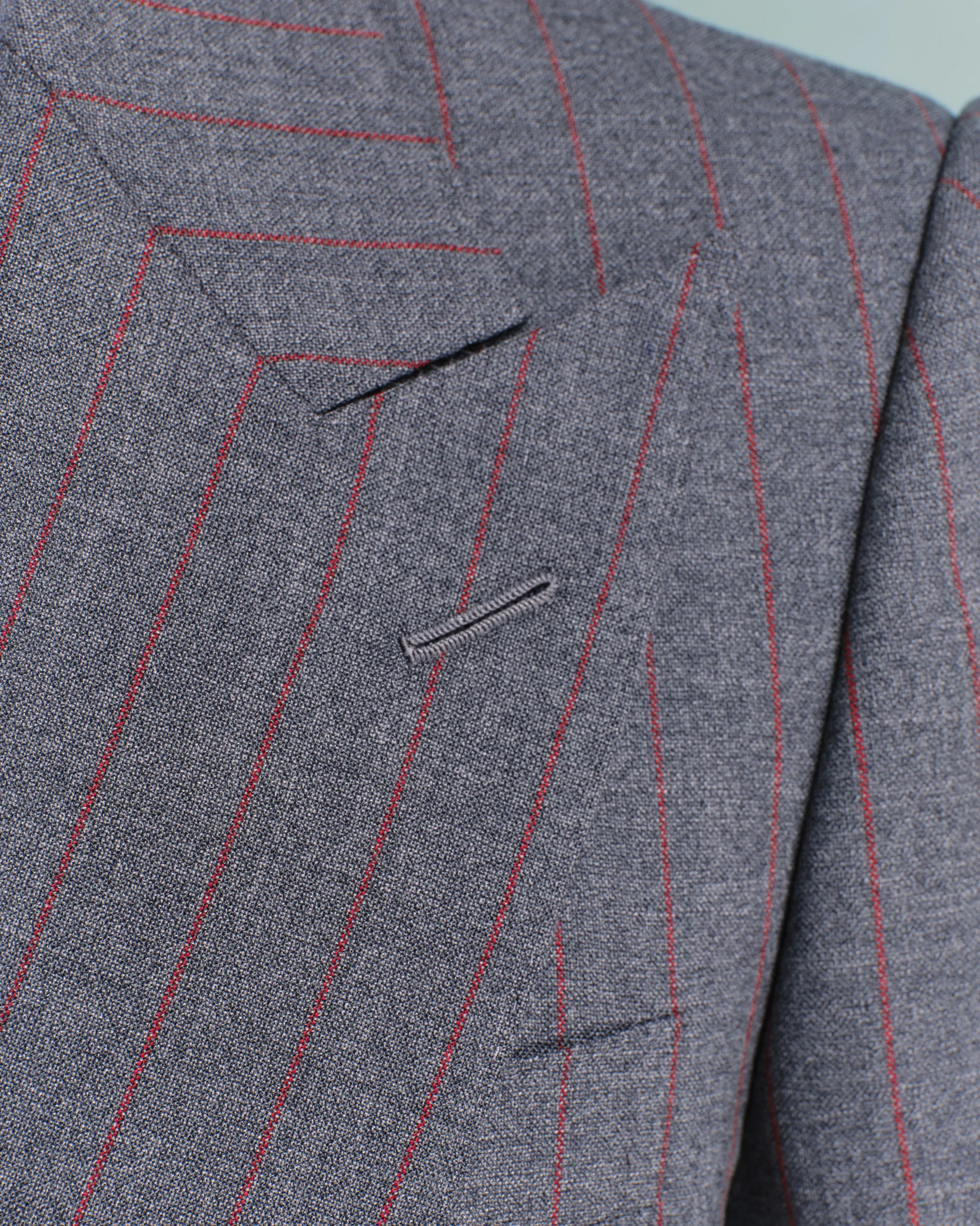 Grey and Red Pinstripe Suit
