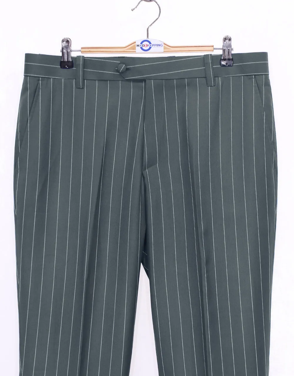 Grey and White Pinstripe Suit