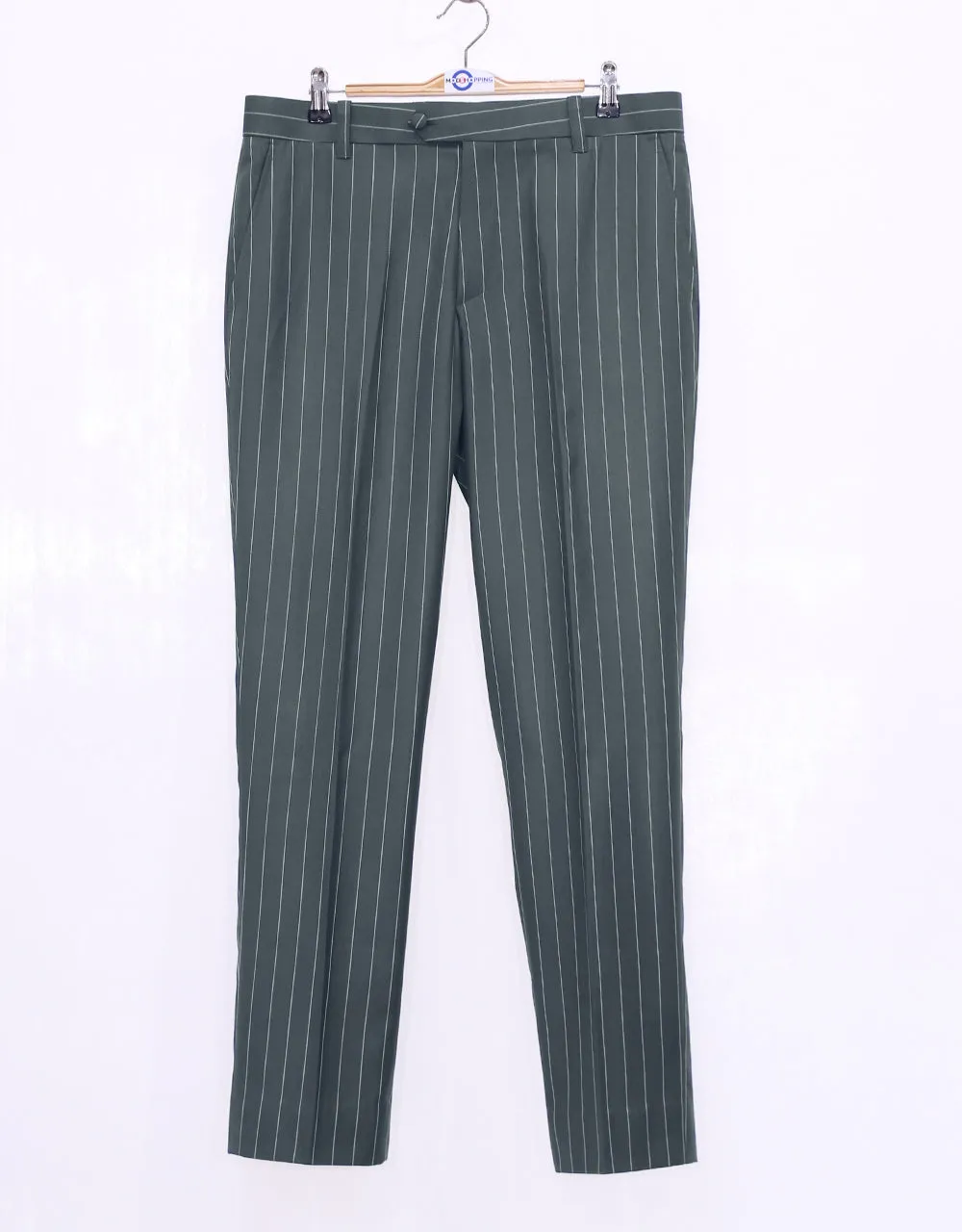 Grey and White Pinstripe Suit