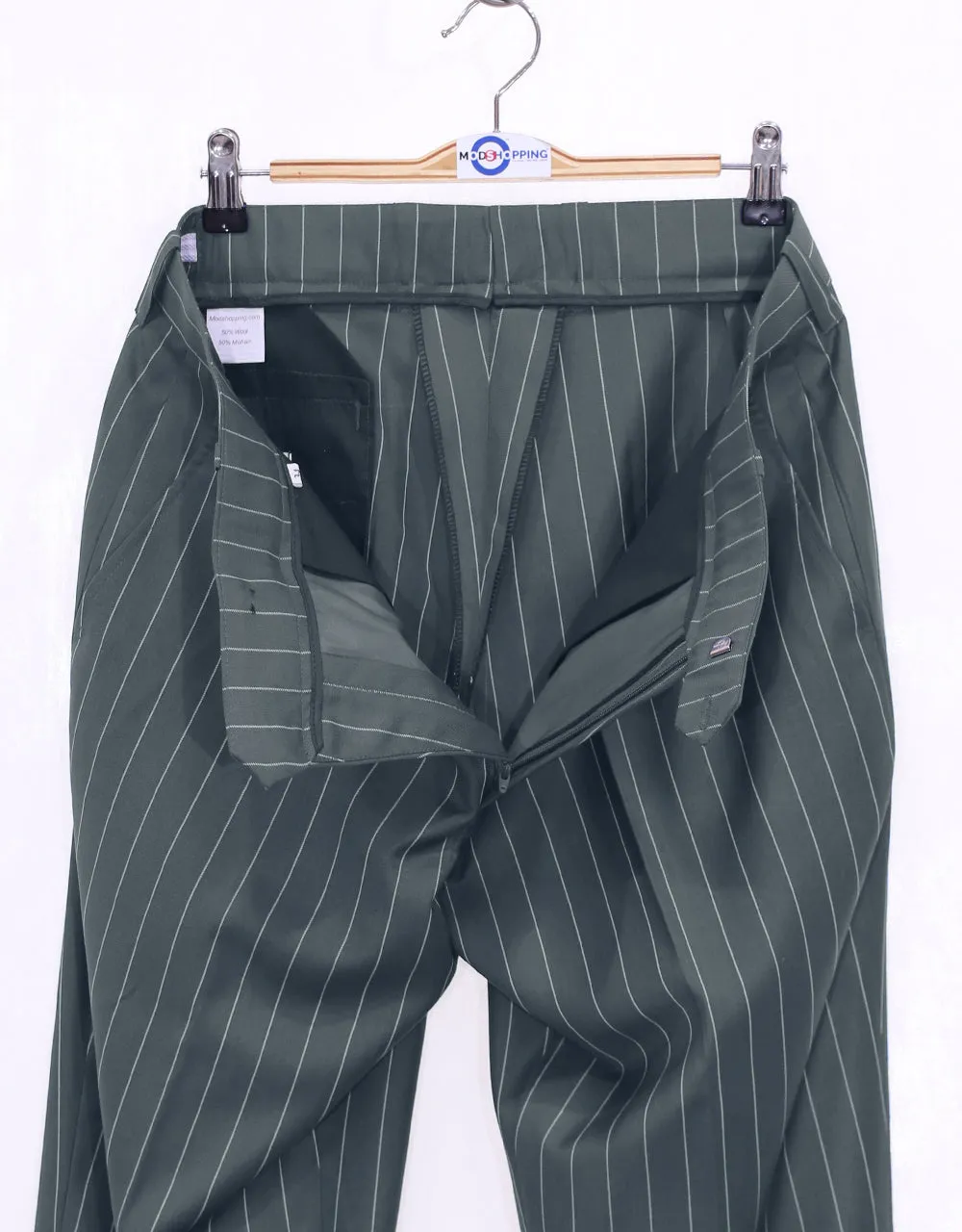 Grey and White Pinstripe Suit