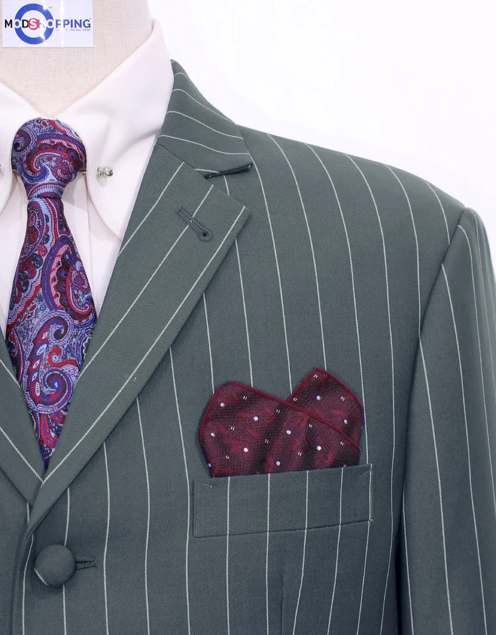 Grey and White Pinstripe Suit