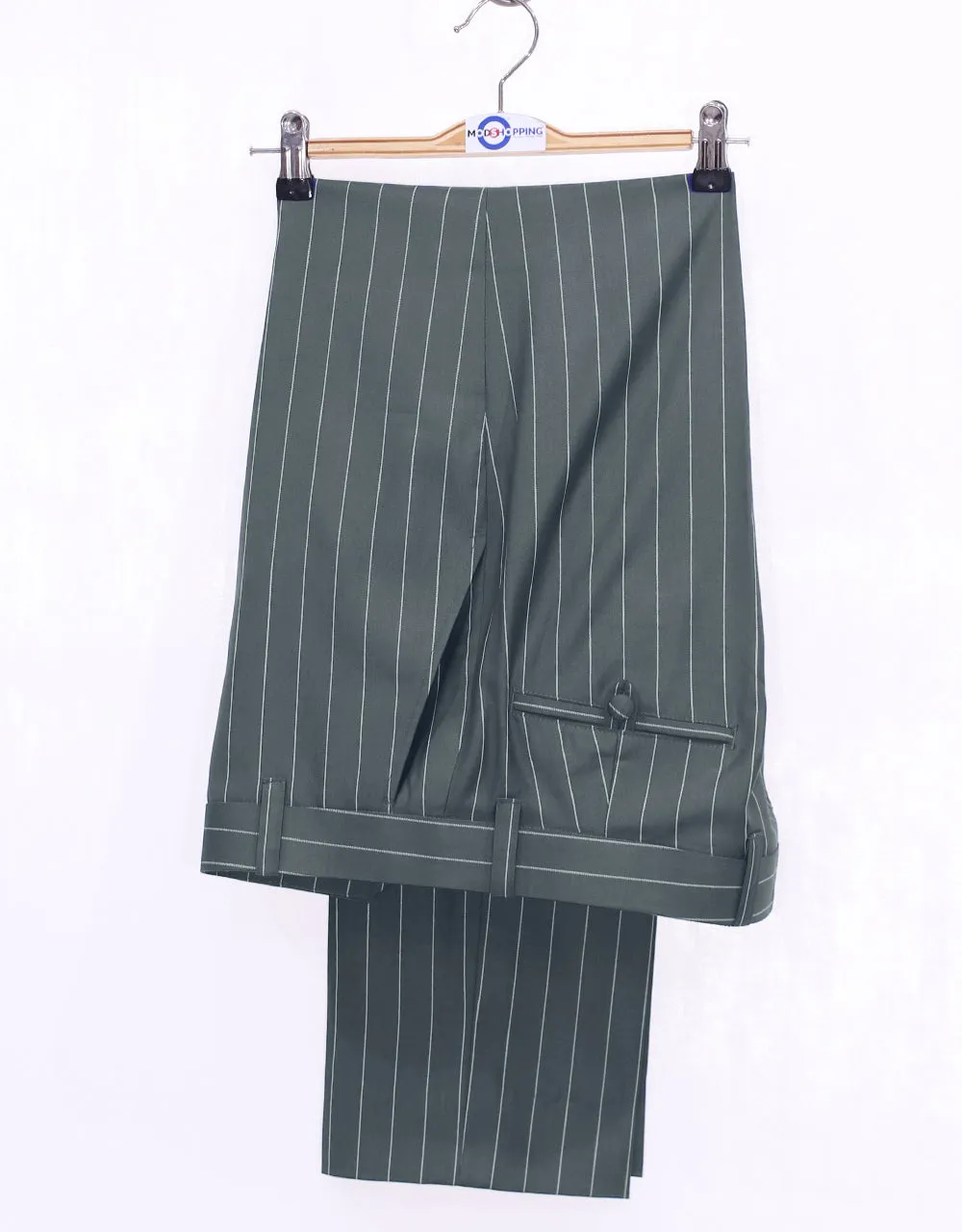 Grey and White Pinstripe Suit