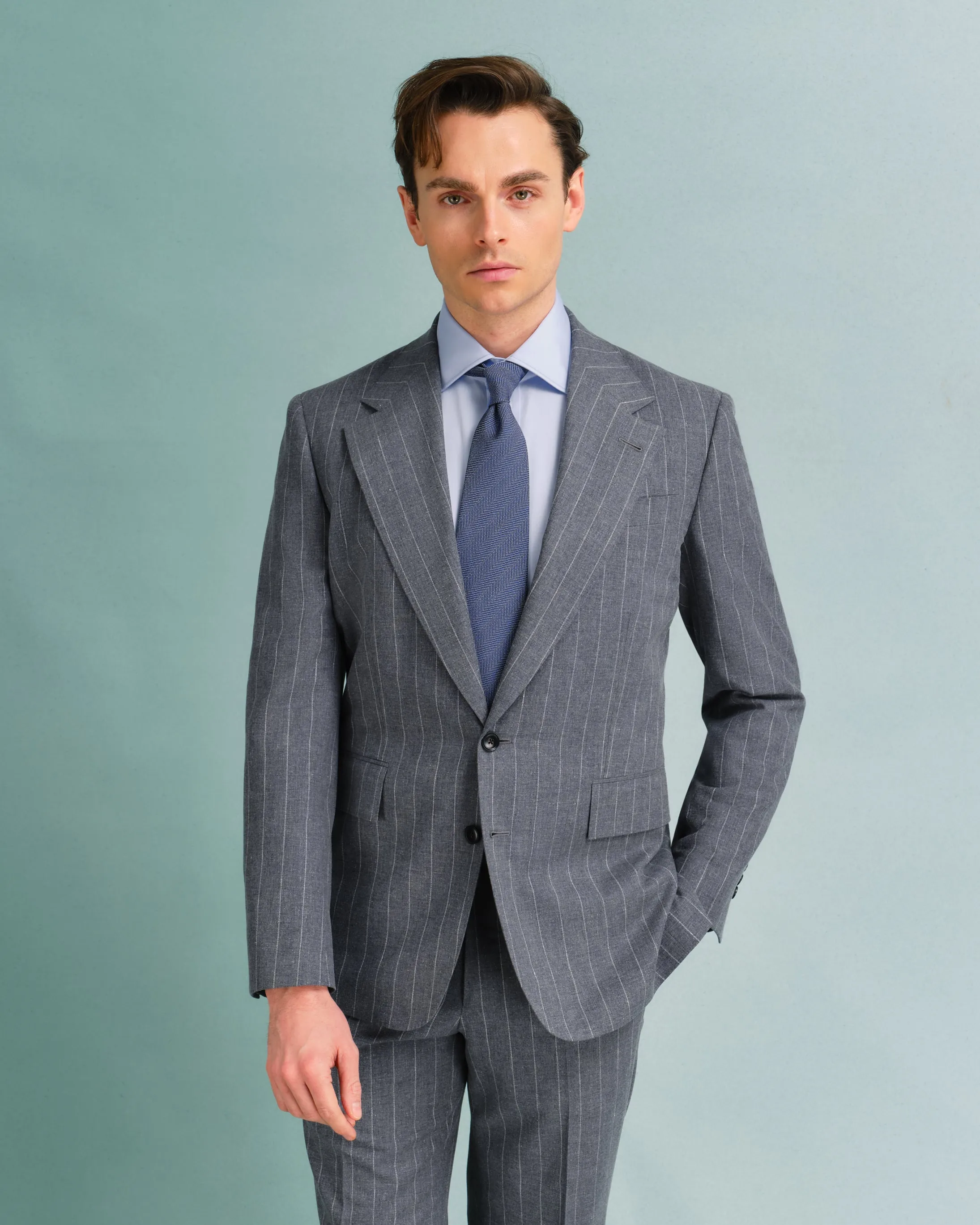 Grey Stripe Drape Suit