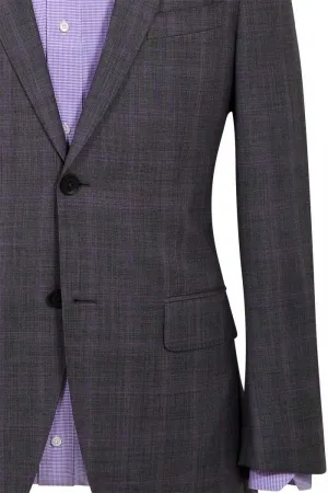 Grey with Lavender Window Pane - Super 130 100% Wool