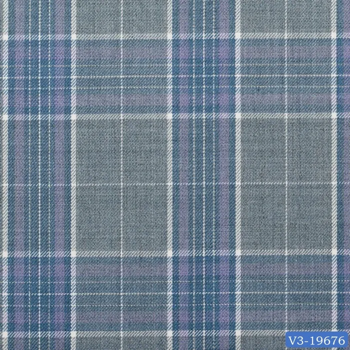 Grey with Purple Plaid Check Suit