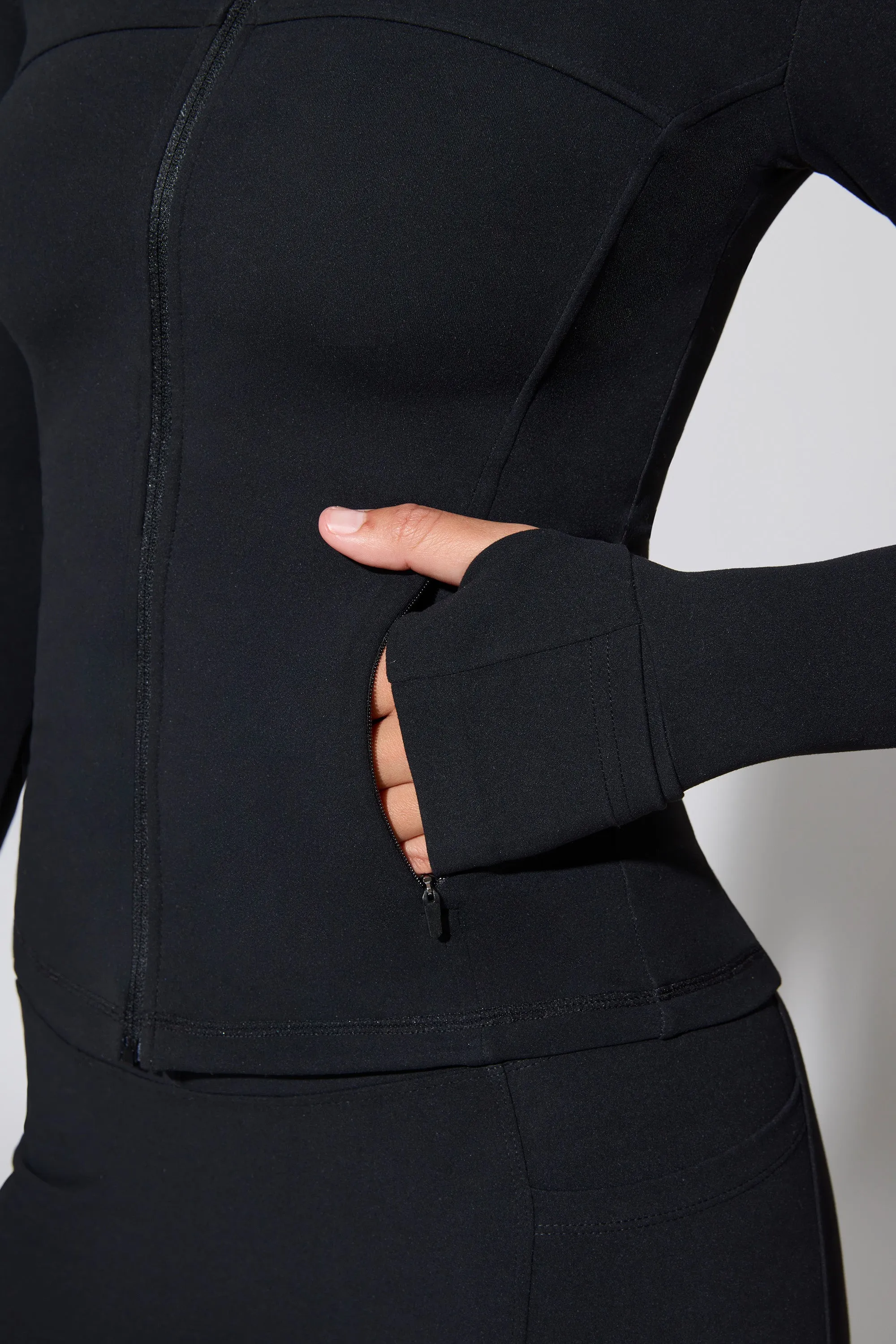 Growing - Long Sleeve Zip Up Jacket in Black