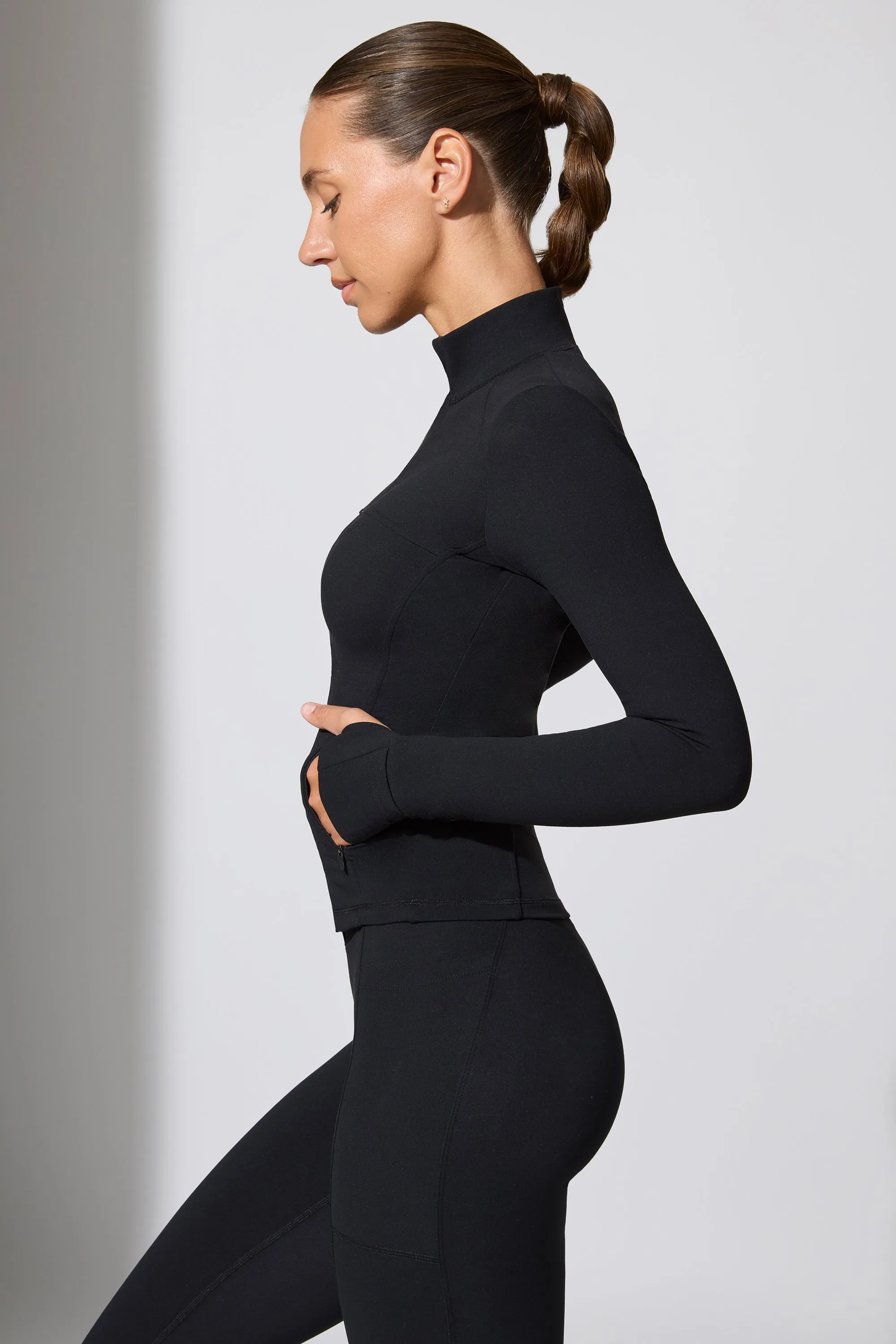 Growing - Long Sleeve Zip Up Jacket in Black