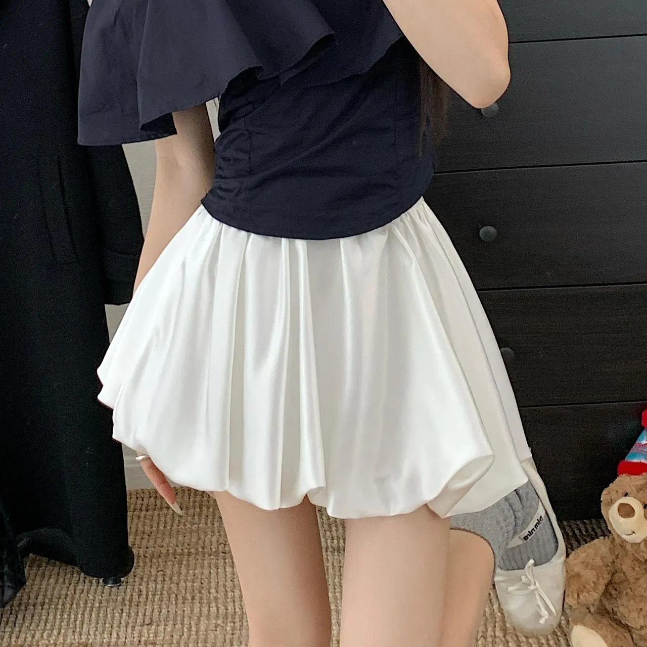 High Waist Satin Skirt in Retro Style for Women