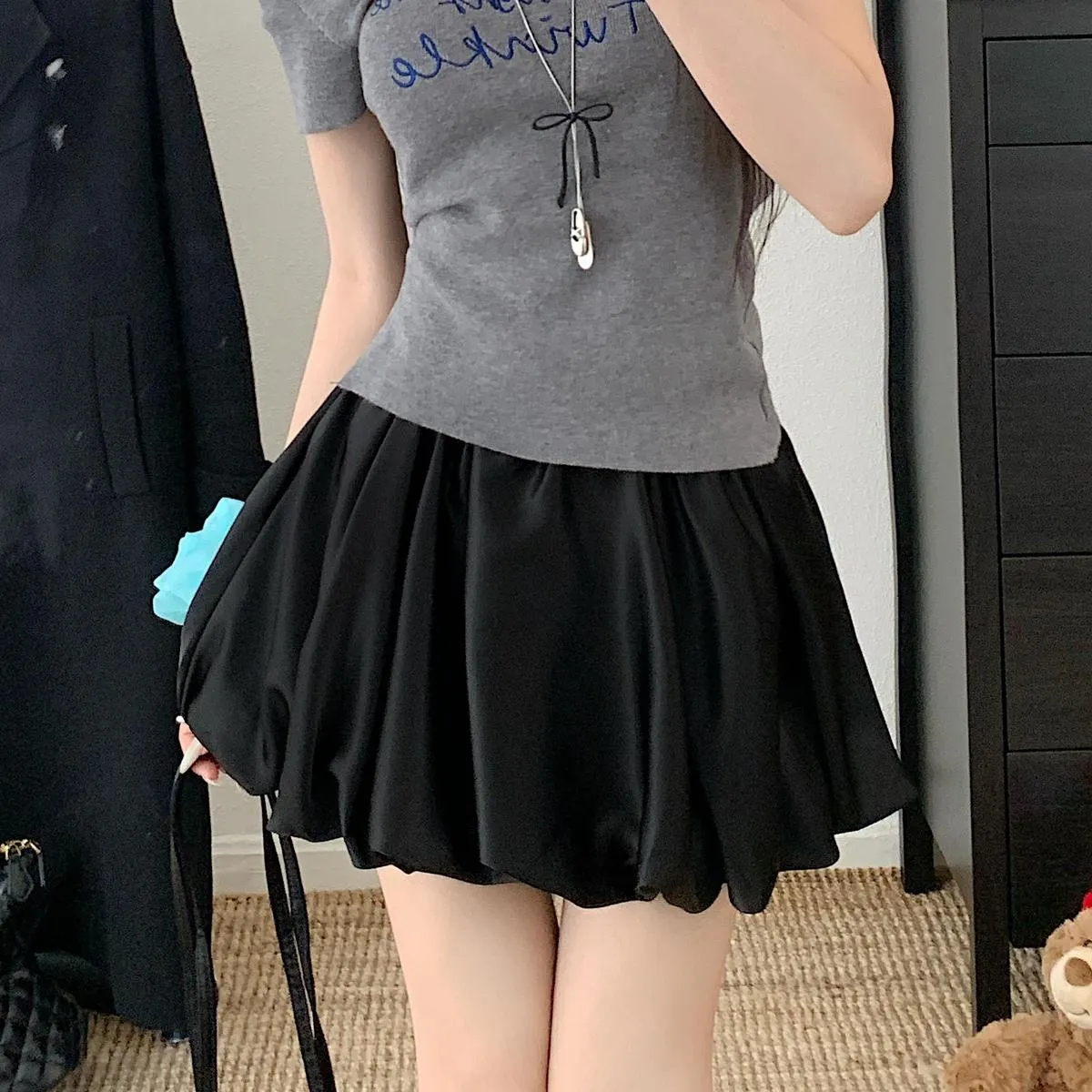 High Waist Satin Skirt in Retro Style for Women