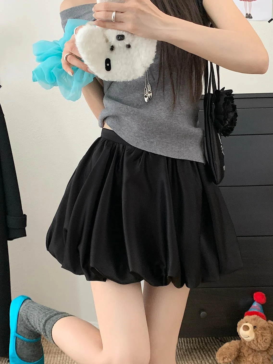 High Waist Satin Skirt in Retro Style for Women