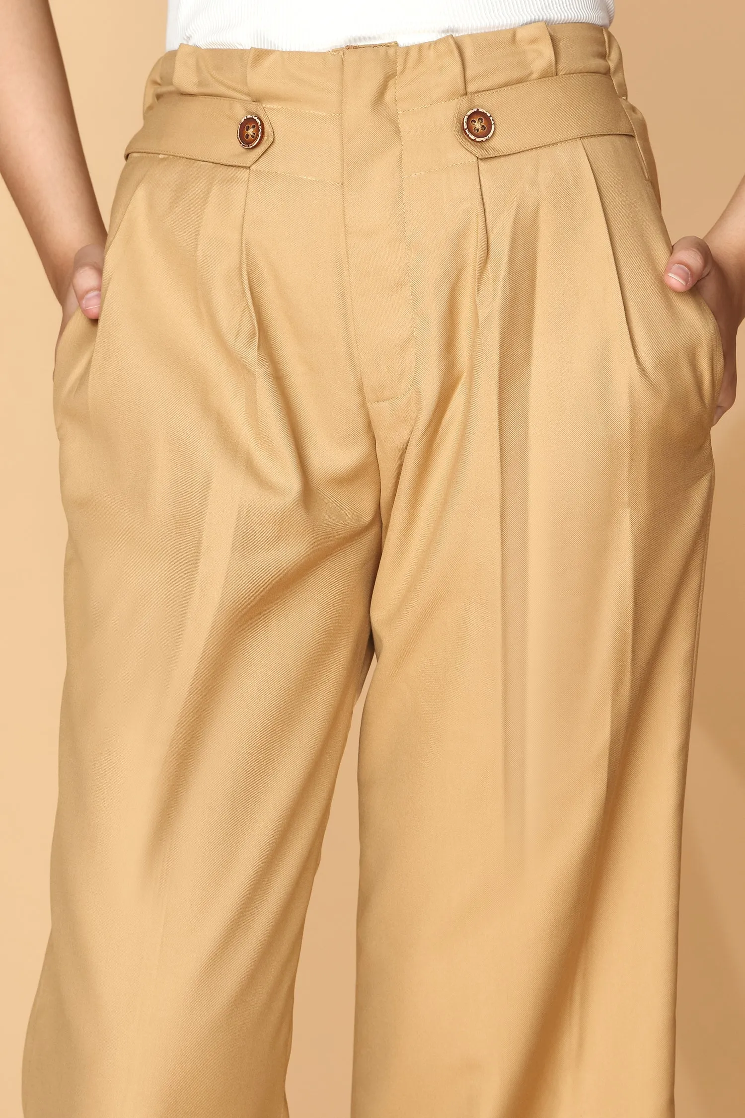 High-Waisted Pleated Trousers