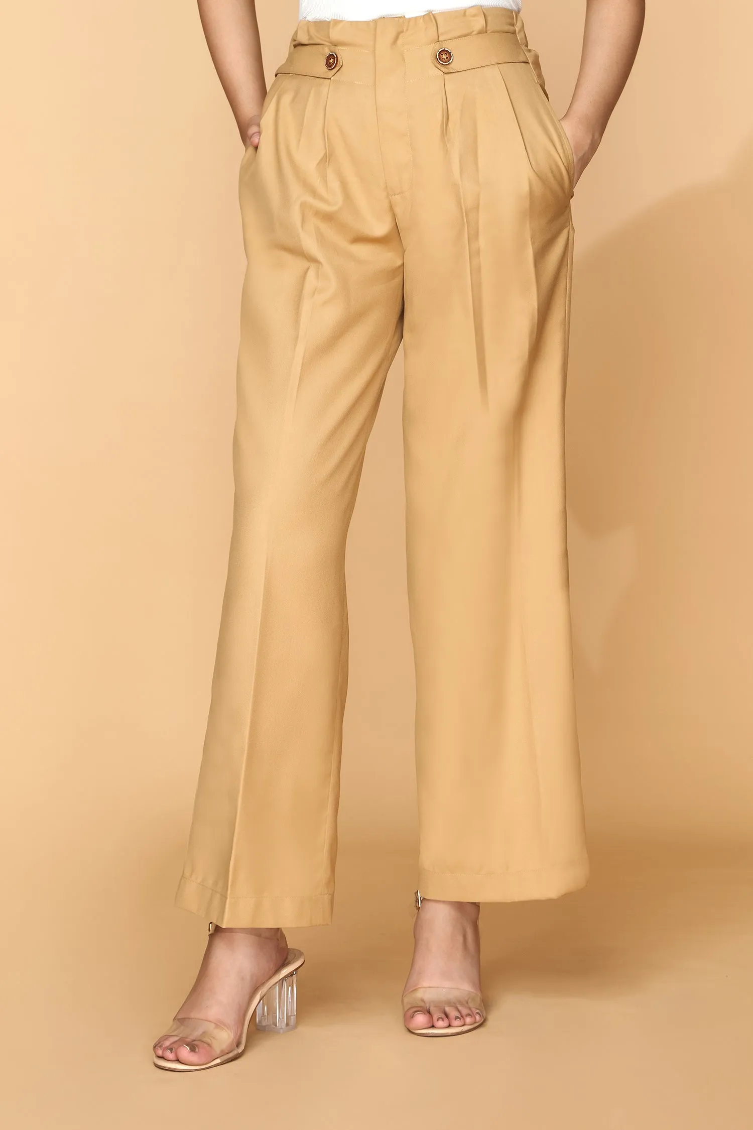 High-Waisted Pleated Trousers