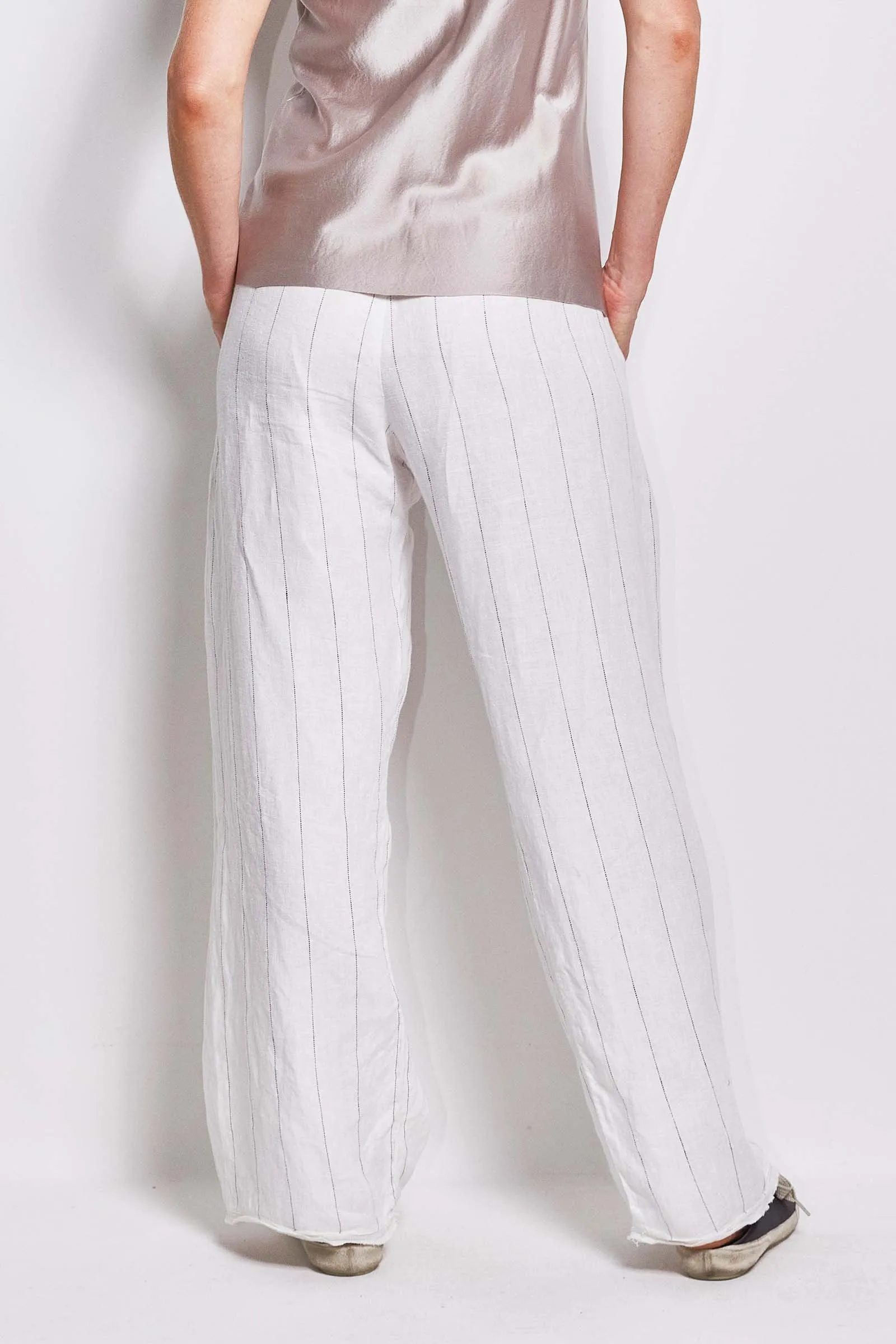 honest white italian linen pant