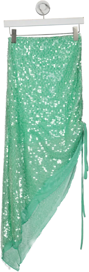 HOUSE OF SUNNY Green Splash Sequin Skirt UK 6