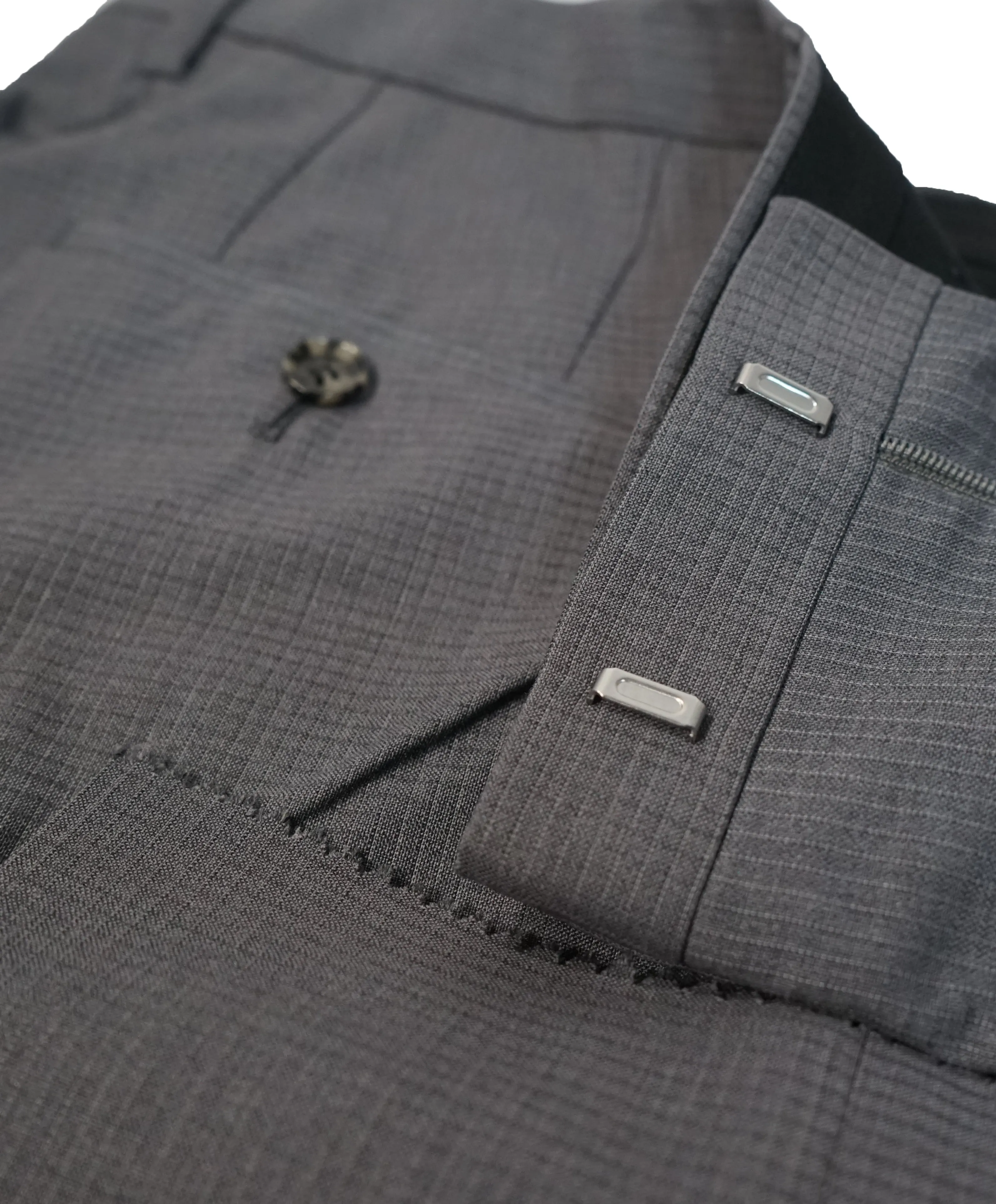 HUGO BOSS - Gray Micro Stripe Check effect Flat Front Dress Pants- 33W