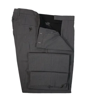 HUGO BOSS - Gray Micro Stripe Check effect Flat Front Dress Pants- 33W